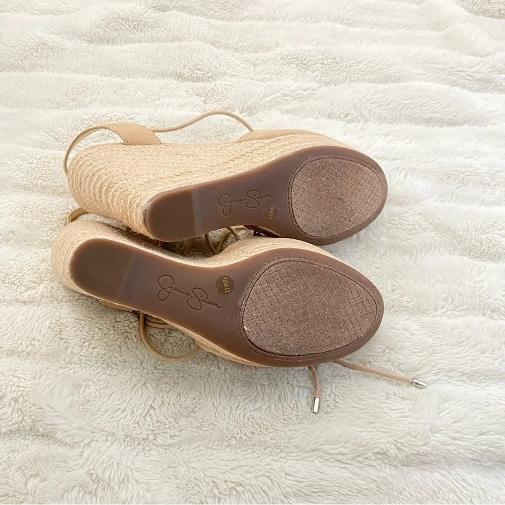 Jessica Simpson Cream Lace-Up Platform Wedge Espadrilles New Size 10